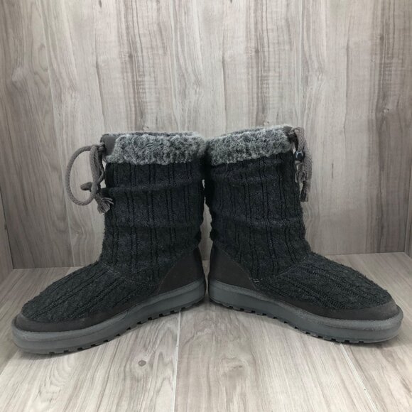 Skechers Boots Womens 7.5 Keepsakes Blur Gray Sweater Knit Pull On Winter Shoes - Picture 8 of 12